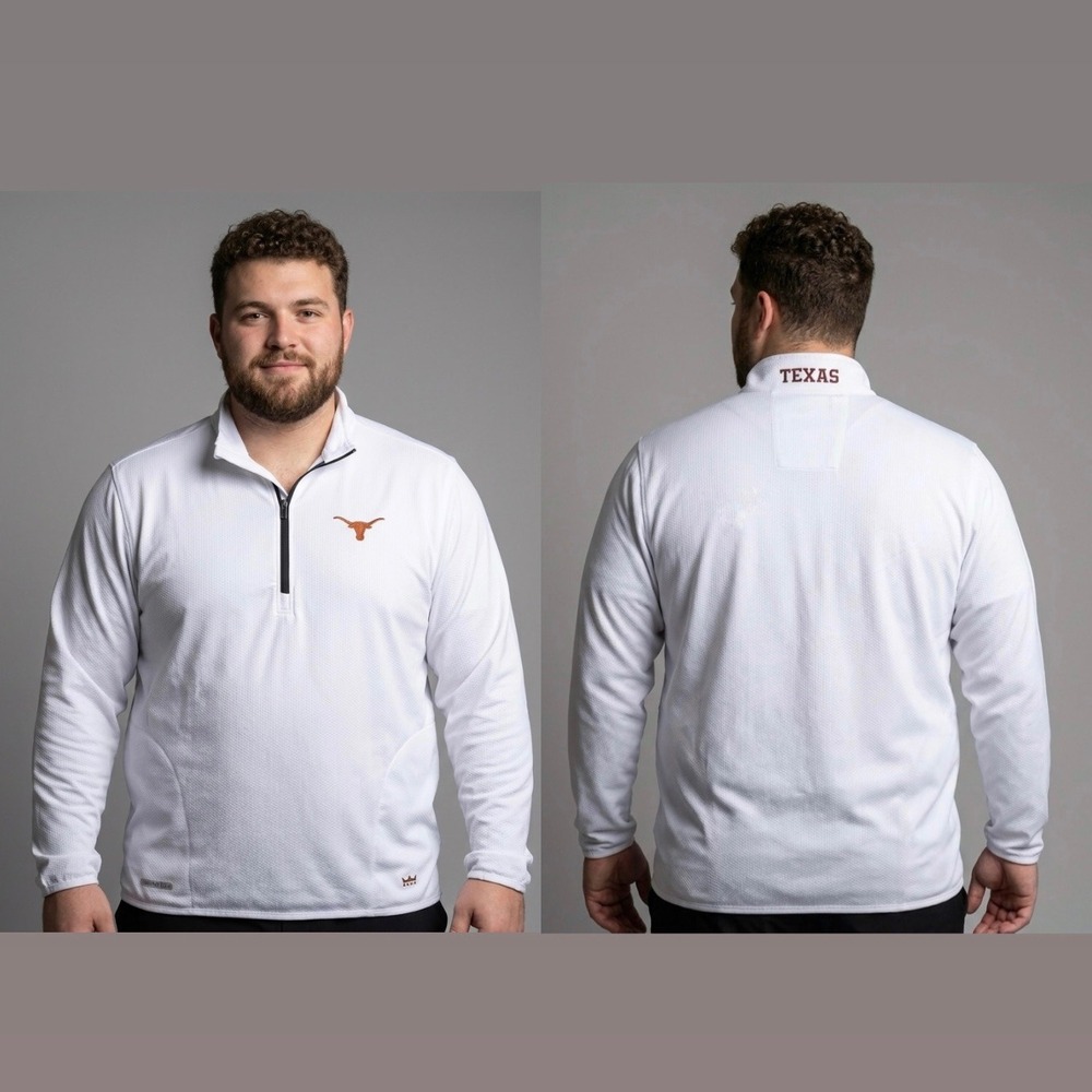 Texas Longhorns Franchise‎ Club Mens 2XL White 1/4 Zip Pullover Therma Tech